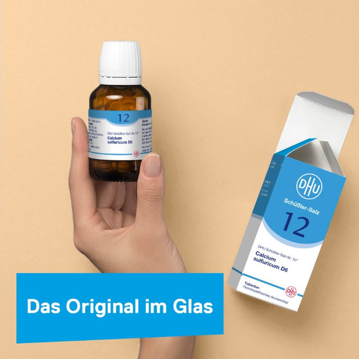 DHU Schüßler-Salz Nr. 12 Calcium sulfuricum D6 – Das Mineralsalz der Gelenke – das Original – umweltfreundlich im Arzneiglas, 900 St. Tabletten