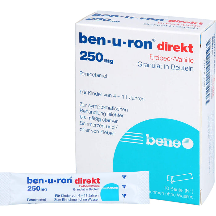 Ben-u-ron direkt Erdbeer/Vanille 250 mg Granulat, 10 St. Beutel