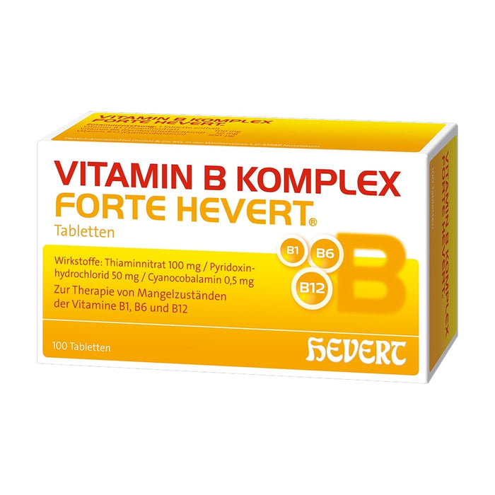 Vitamin B Komplex forte Hevert zur Therapie nachgewiesener Mangelzustände der Vitamine B1, B6 und B12, 100 St. Tabletten