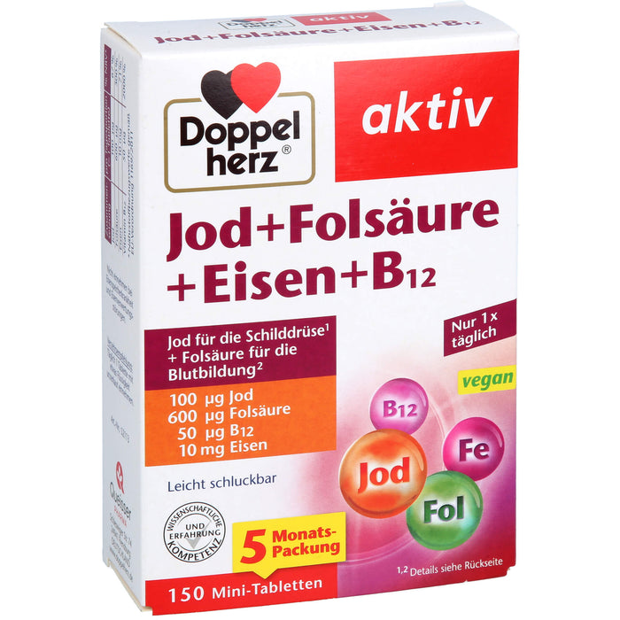 Doppelherz Jod+Folsäure+Eisen+B12, 150 St TAB