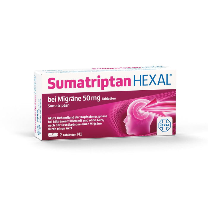 Sumatriptan HEXAL bei Migräne 50 mg Tabletten, 2 pc Tablettes