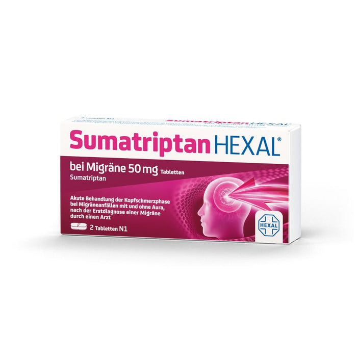 Sumatriptan HEXAL bei Migräne 50 mg Tabletten, 2 St. Tabletten