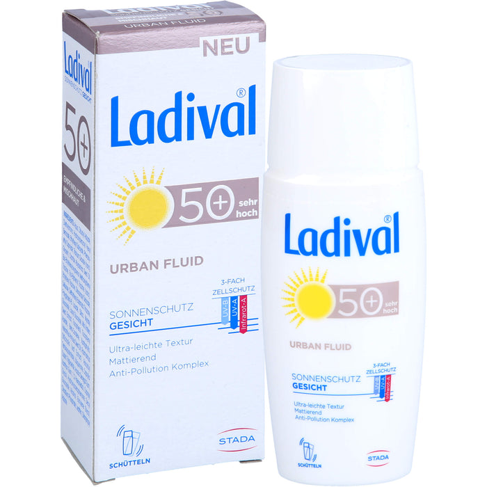 Ladival Urban Fluid LSF 50+ mattierender Gesichts-Sonnenschutz für jeden Tag mit ultra-leichter Textur und Anti-Pollution Komplex, 50 ml Creme