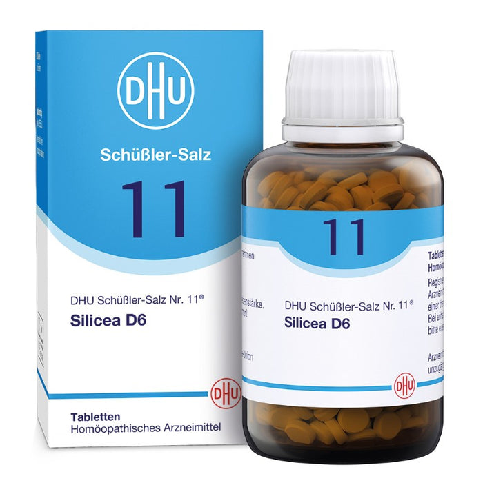 DHU Schüßler-Salz Nr. 11 Silicea D6 – Das Mineralsalz der Haare, der Haut und des Bindegewebes – das Original – umweltfreundlich im Arzneiglas, 900 St. Tabletten