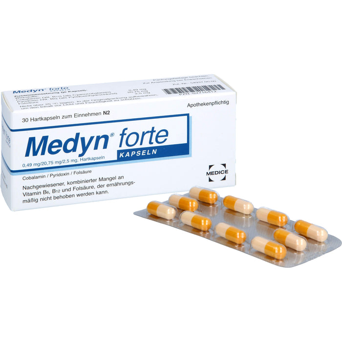 Medyn forte Kapseln bbei nachgewiesener, kombinierter Mangel an B6, B12 und Folsäure, 30 pc Capsules