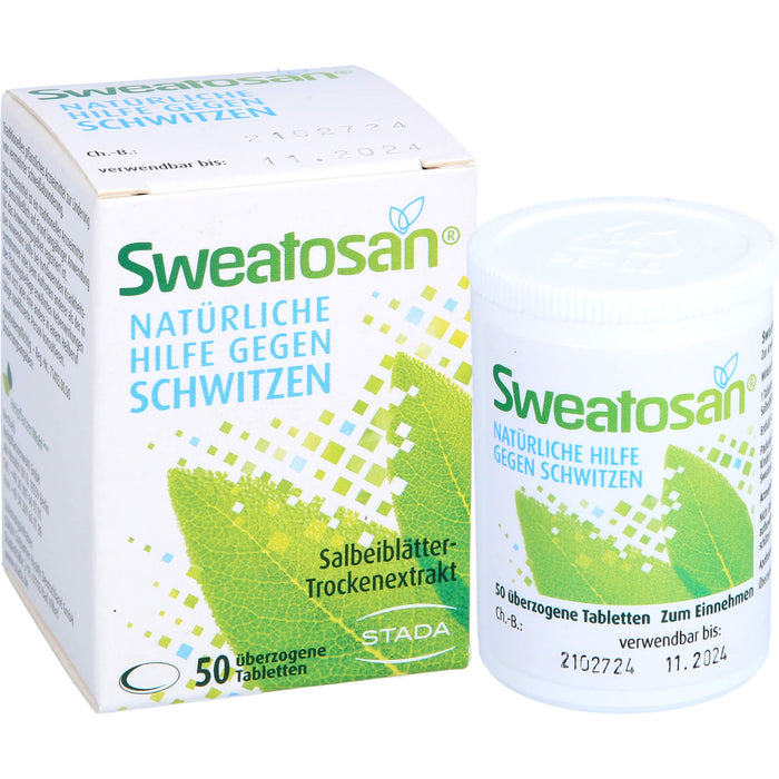 Sweatosan Tabletten natürliche Hilfe gegen Schwitzen, 50 pcs. Tablets