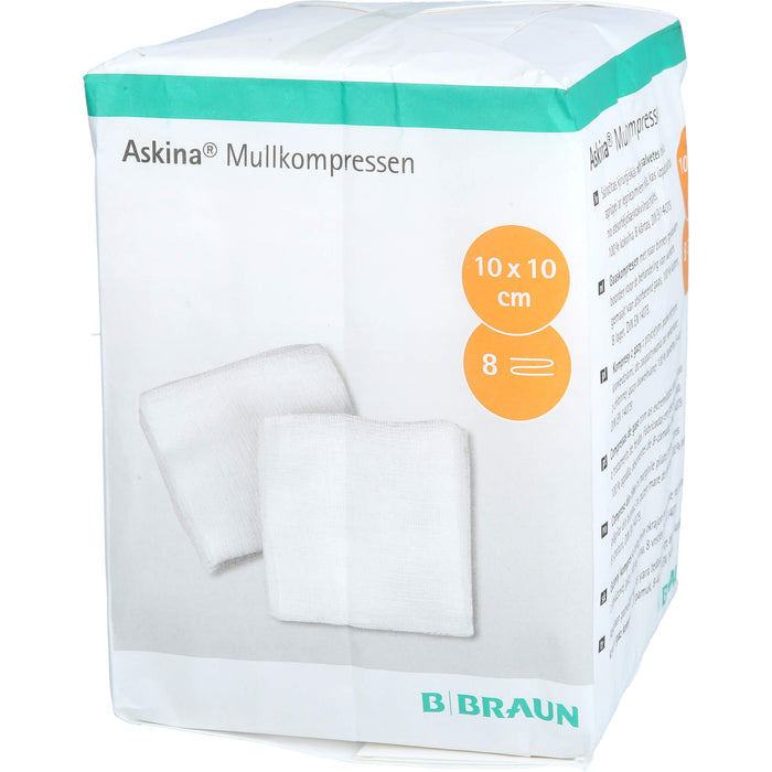 ASKINA MULLKOMPRESSEN 10X10CM UNSTERIL 8 FACH, 100 pc Compresses