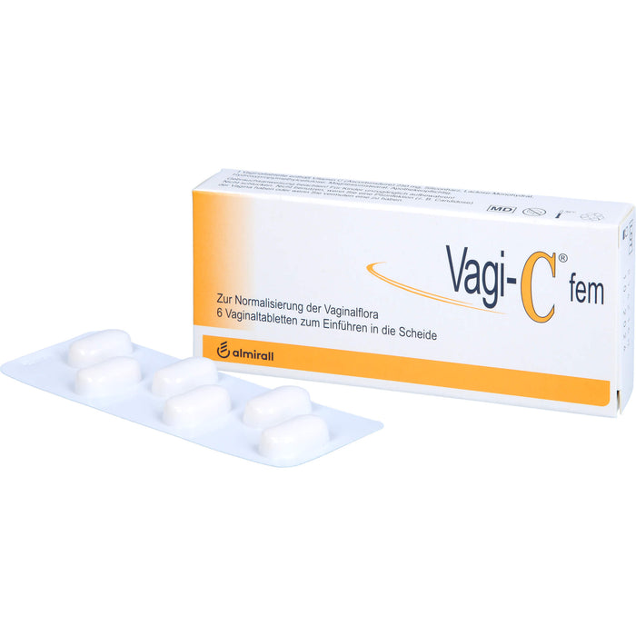 Vagi-C fem Vaginaltabletten zur Normalisierung der Scheidenflora, 6 St. Tabletten