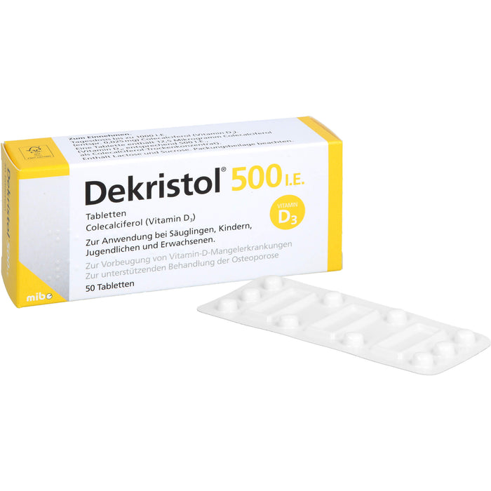 Dekristol 500 I.E. Tabletten bei Vitamin-D-Mangelerkrankungen und zur unterstützenden Behandlung der Osteoporose, 50 pcs. Tablets