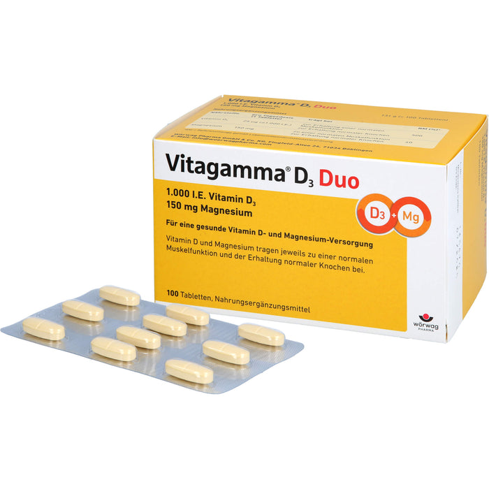 Vitagamma D3 Duo 1.000 I.E. Vitamin D3 150 mg Magnesium Tabletten, 100 pc Tablettes