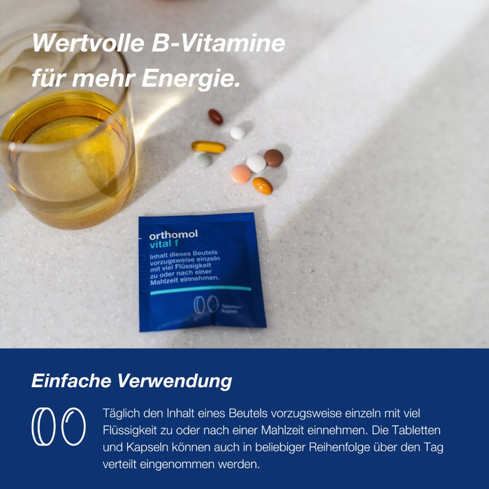 Orthomol Vital f - Mikronährstoffe für Frauen - bei Müdigkeit und Erschöpfung - mit B-Vitaminen, Omega-3-Fettsäuren, Magnesium - Tabletten/Kapseln, 30 St. Tagesportionen